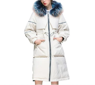 Blanco 2023 Sudadera con capucha de invierno para mujer Abrigos Chaqueta larga Chaquetas de plumón para mujer