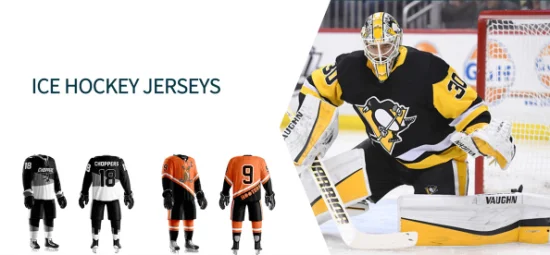 Ropa deportiva de equipo para hombre bordada cosida OEM personalizada, ropa sublimada reversible de jersey de hockey sobre hielo