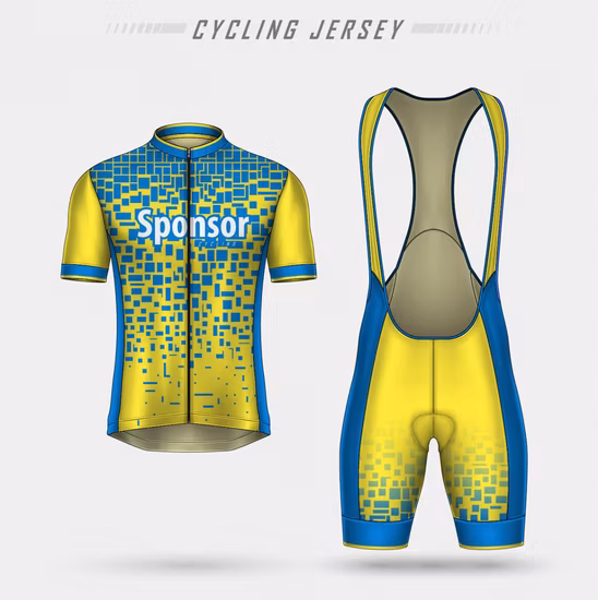 Fabricante de China, impresión por sublimación personalizada, Ropa De Ciclismo, conjunto de Jersey de bicicleta con nombre de equipo personalizado e impresión de logotipo